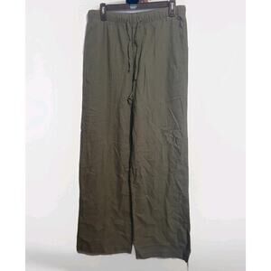 NWT GAP Womens Linen Blend Pull On Wide Leg Pants Green| Coastal Resort Comfort